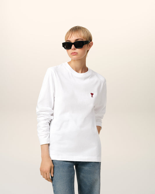 White Cotton Ami de Coeur Long Sleeves T-Shirt