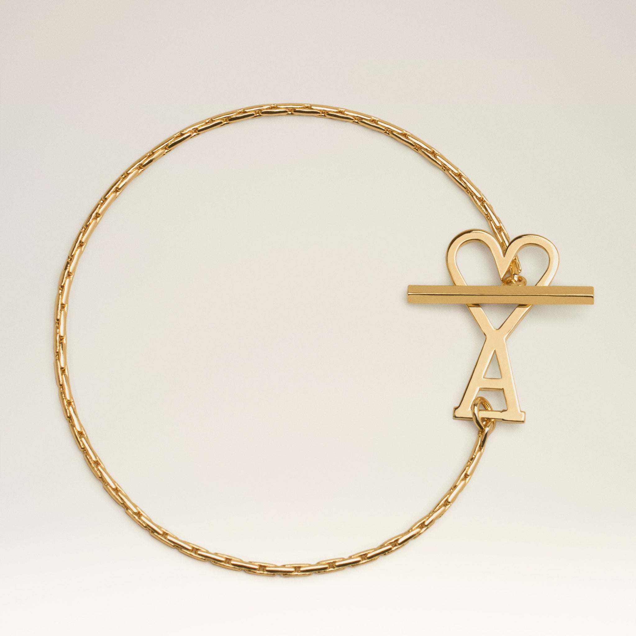 Gold Brass Ami de Coeur Chain Bracelet