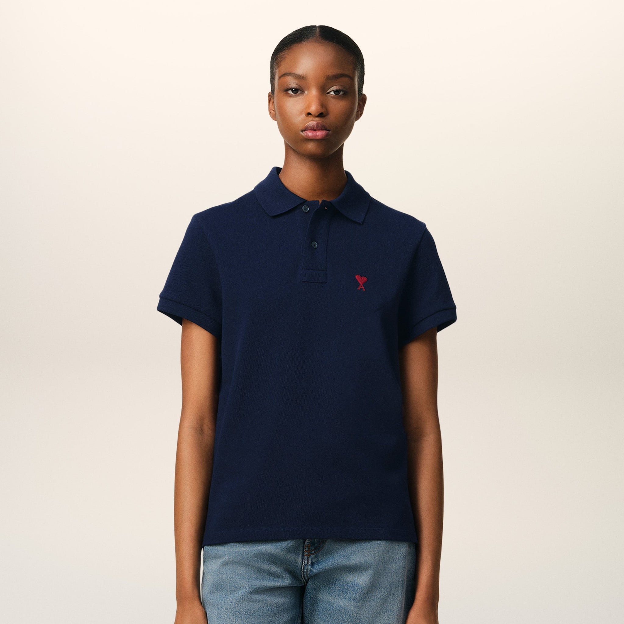 Navy Cotton Ami de Coeur Polo Shirt