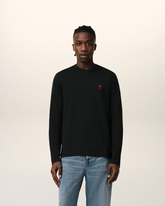 Black Cotton Ami de Coeur Long Sleeves T-Shirt