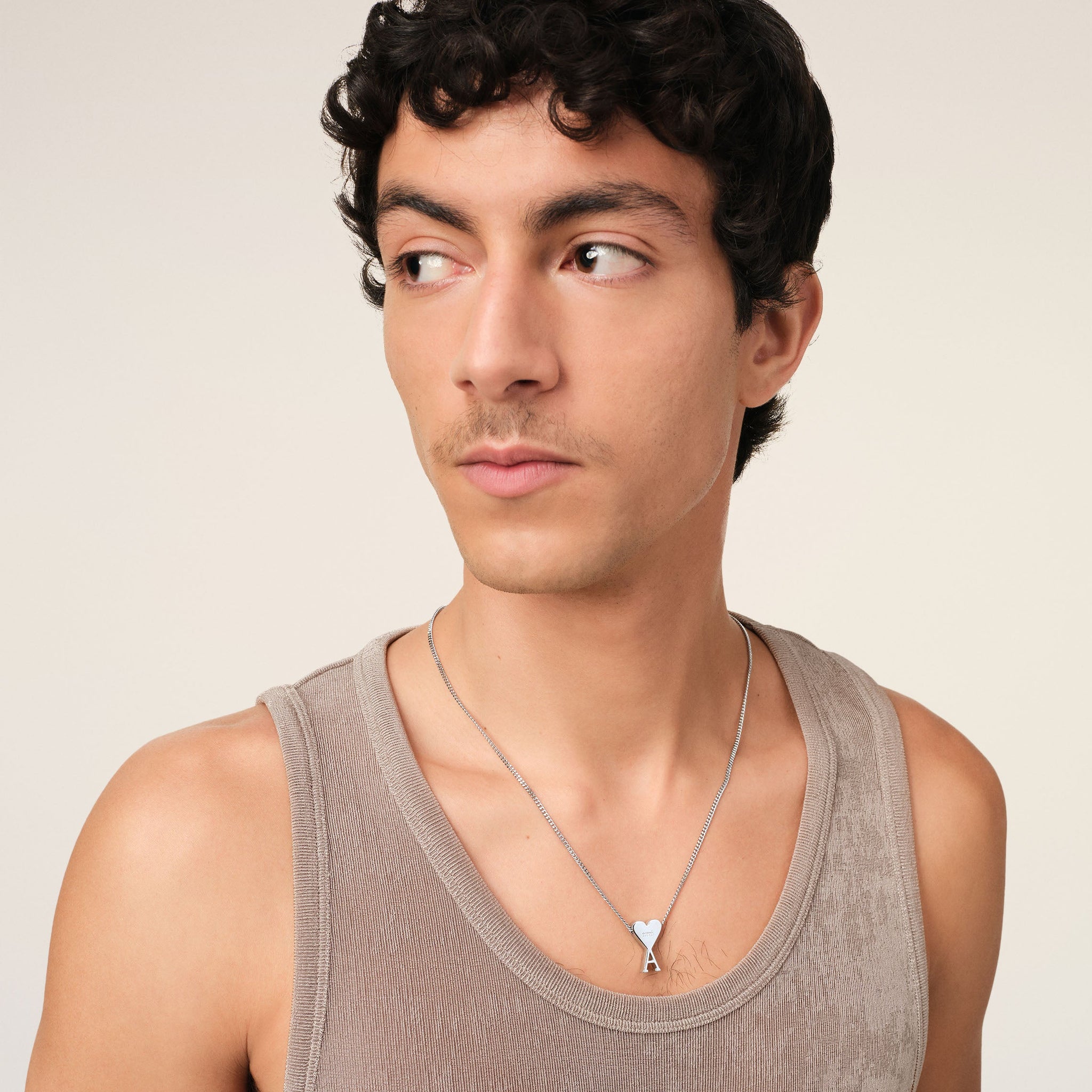 Silver Brass Ami de Coeur Pendant Necklace