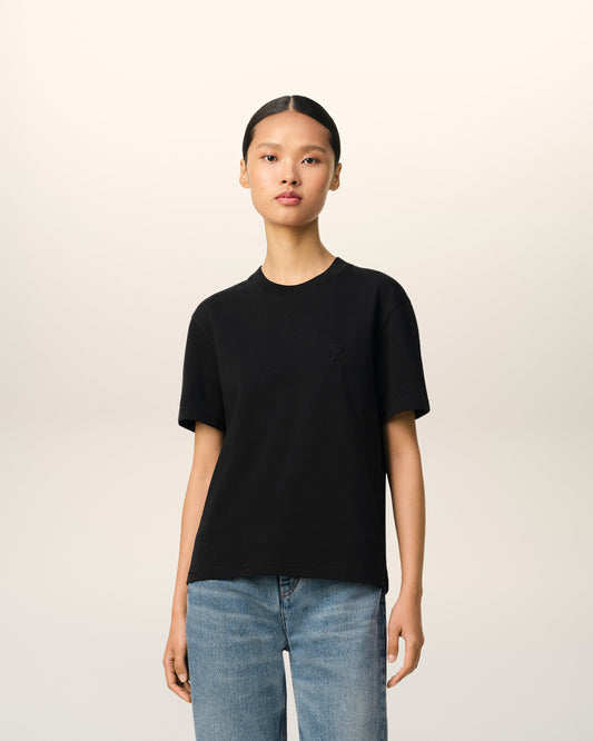Black Cotton Ami de Coeur T-Shirt