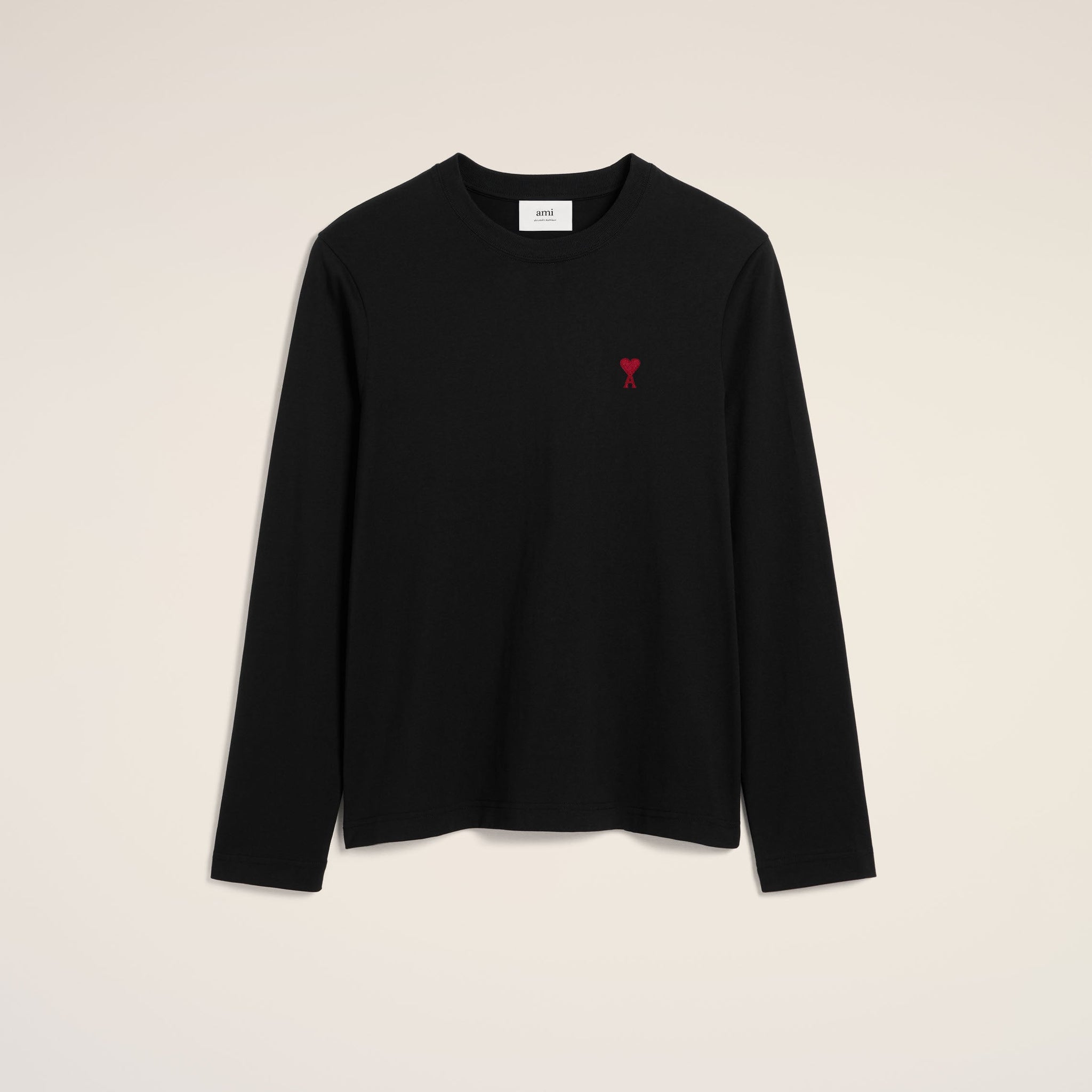 Black Cotton Ami de Coeur Long Sleeves T-Shirt