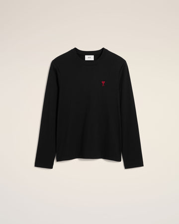 Black Cotton Ami de Coeur Long Sleeves T-Shirt