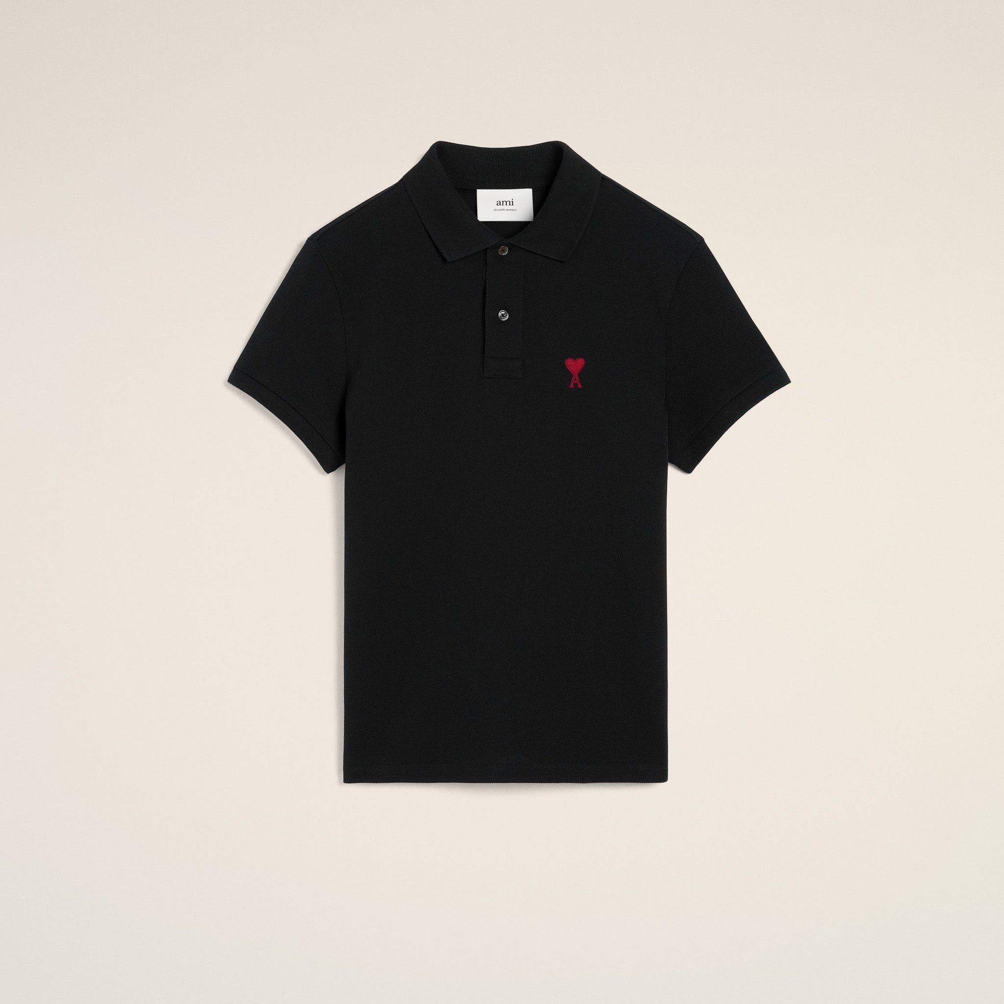 Black Cotton Ami de Coeur Polo Shirt