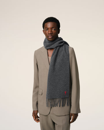 Grey Wool Ami de Coeur Scarf
