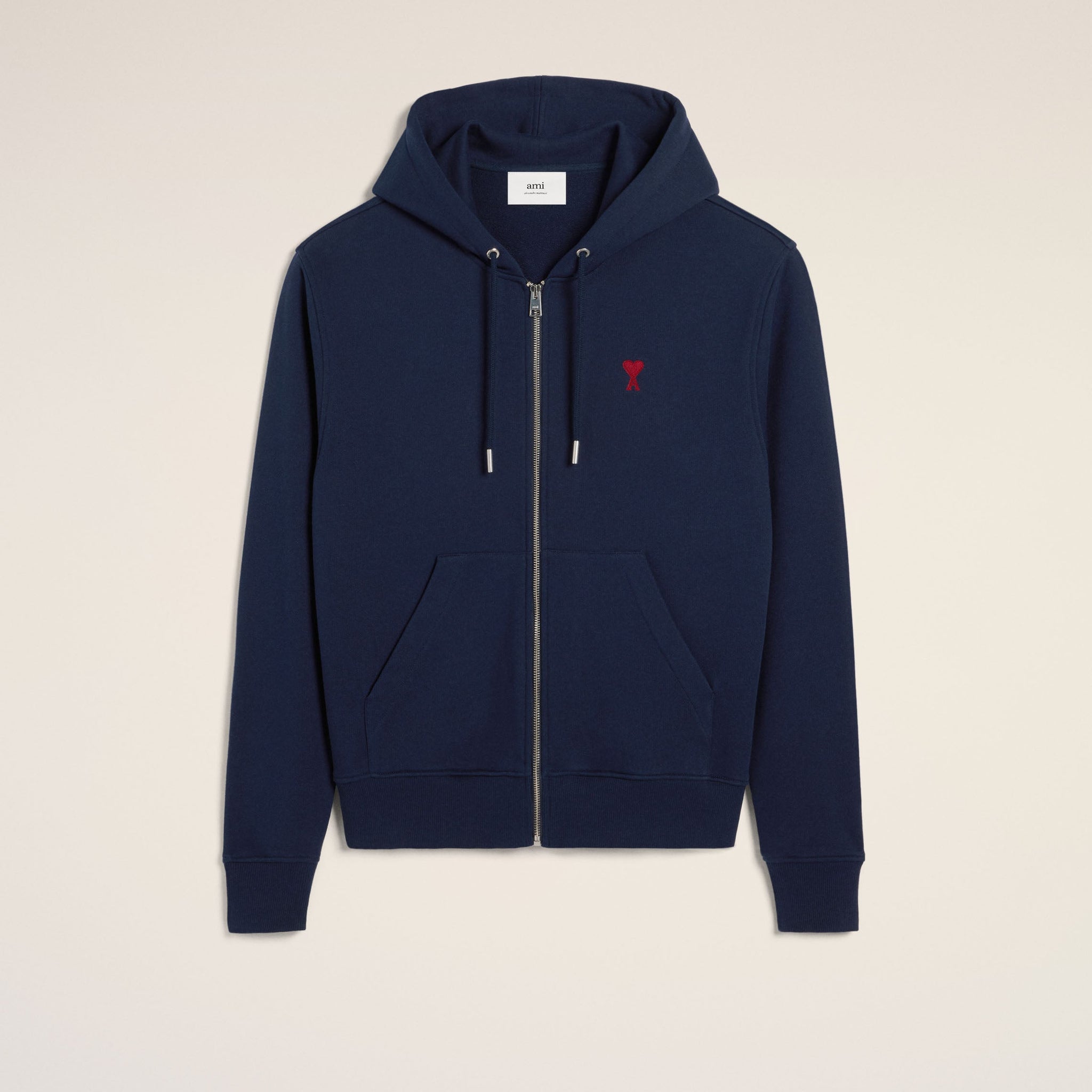 Navy Cotton Ami de Coeur Zipped Hoodie