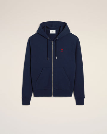 Navy Cotton Ami de Coeur Zipped Hoodie