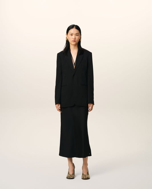 Black Wool Semi-Lined Jacket