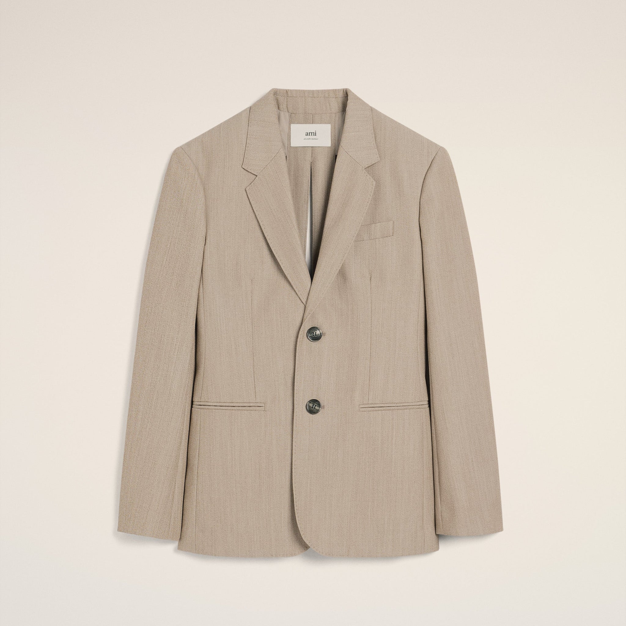 Beige Wool Back Slit Jacket
