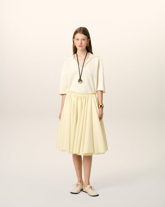 Yellow Wool Skirt With Godets