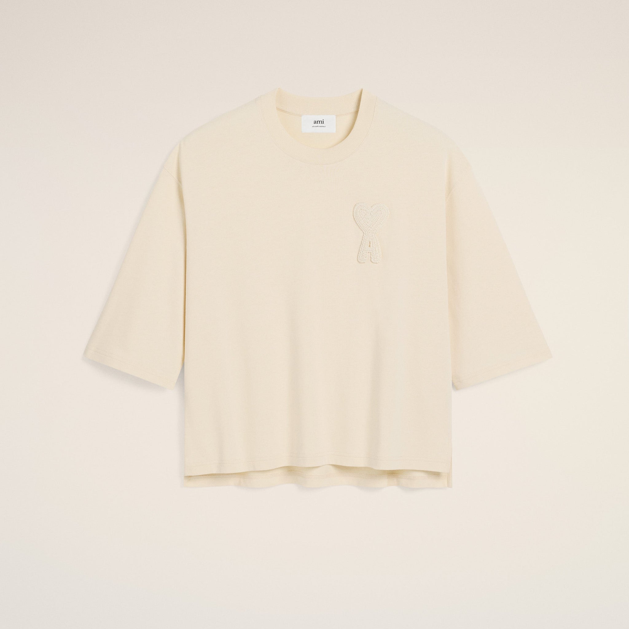 Beige Cotton Ami de Coeur Patch T-Shirt