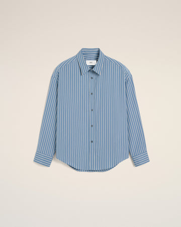 Blue Cotton Boxy Fit Shirt