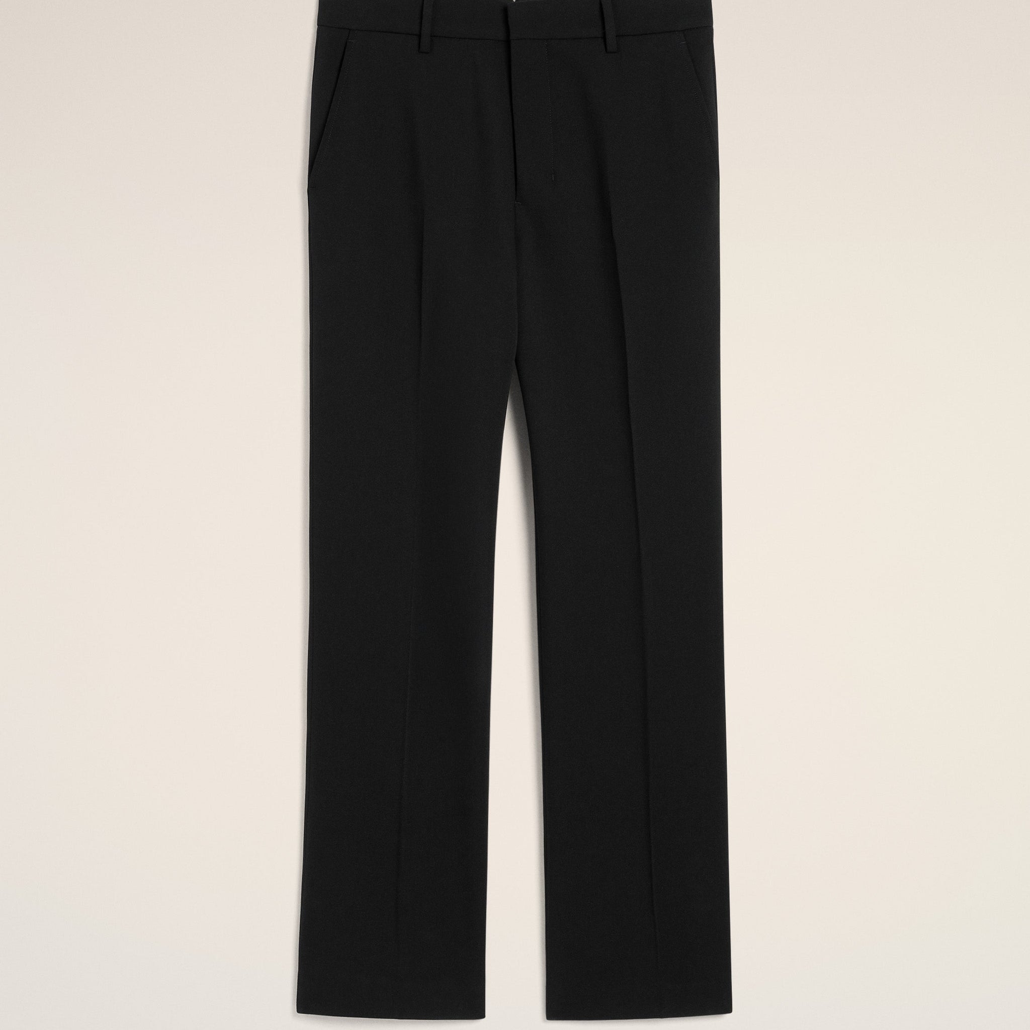 Black Wool Straight Fit Trousers