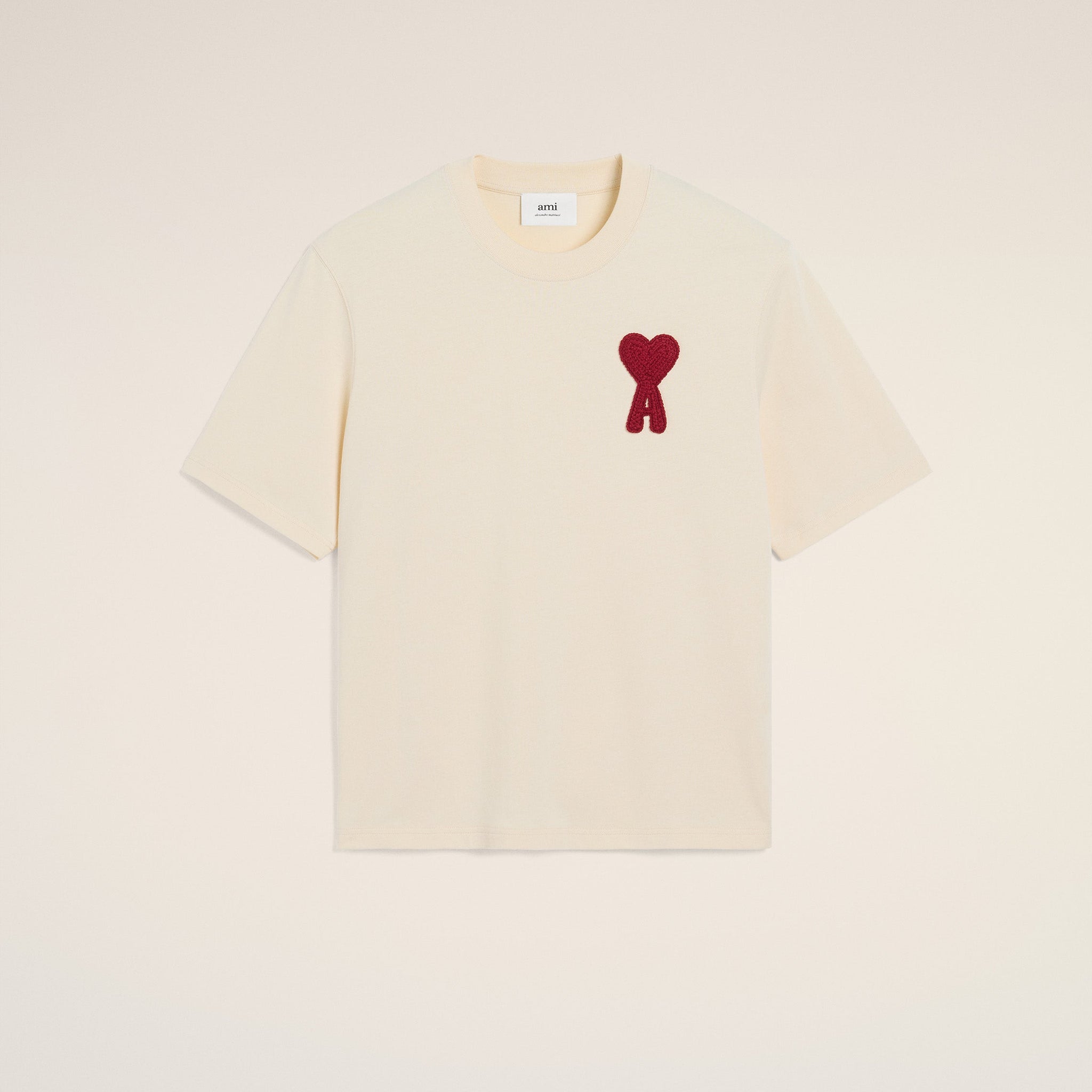 Beige Cotton Ami de Coeur Patch T-Shirt