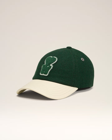 Green Leather And Wool Cap With Patch