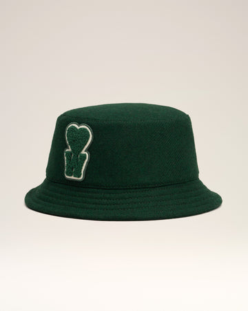 Green Wool Bucket Hat With Patch