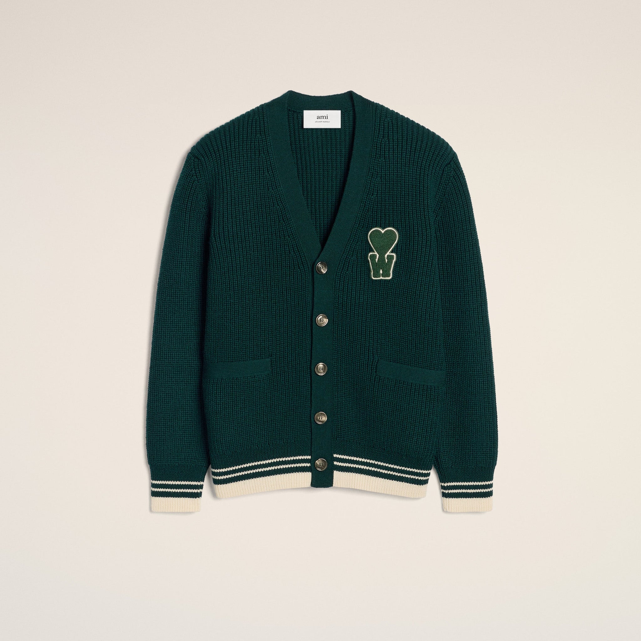 Green Wool Ribbed Sweater With Patch