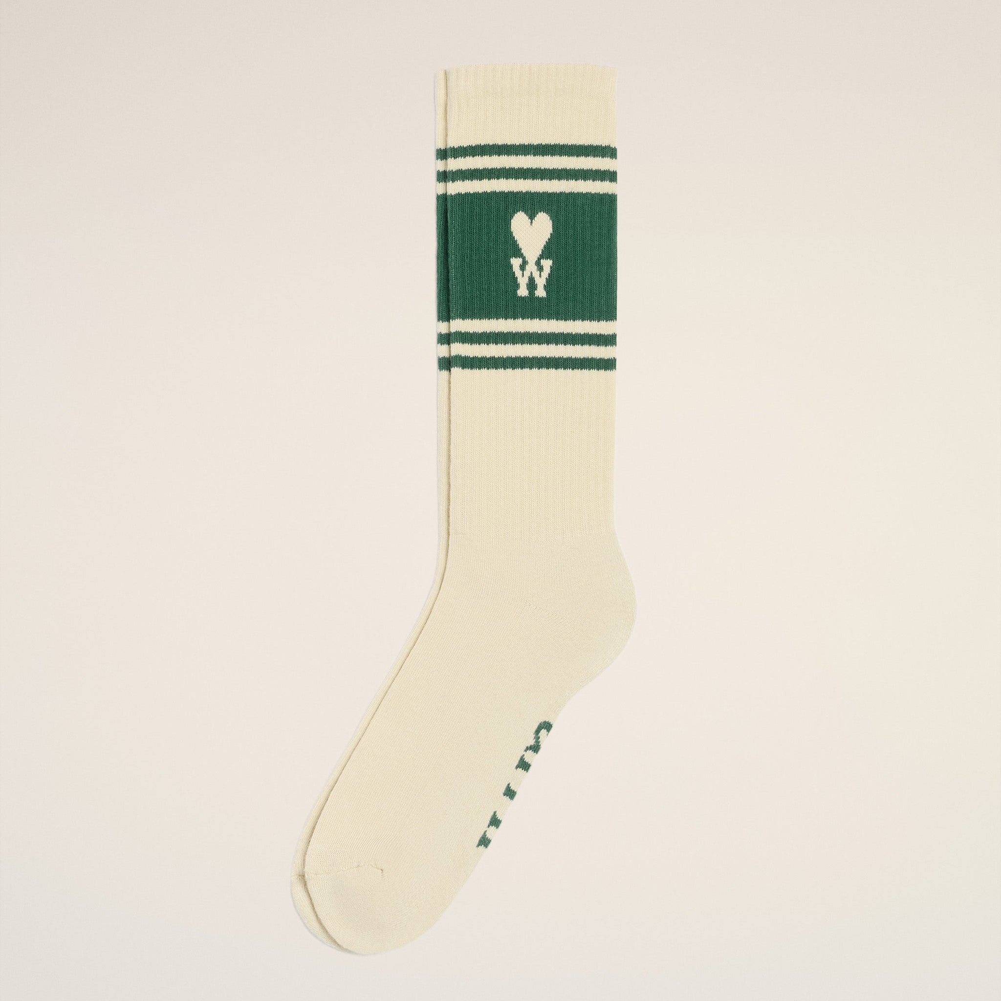 White And Green Cotton Striped Socks