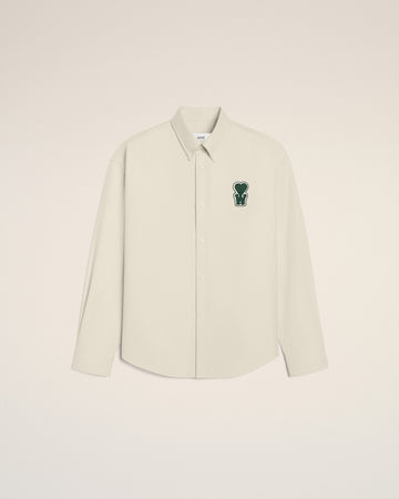 White Cotton Boxy Fit Shirt With Patch
