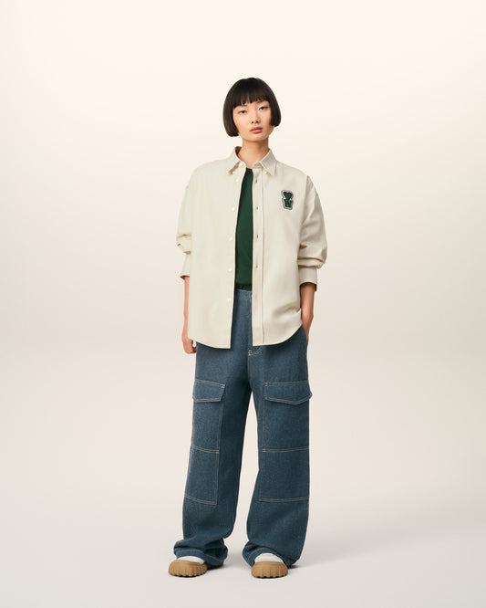 White Cotton Boxy Fit Shirt With Patch