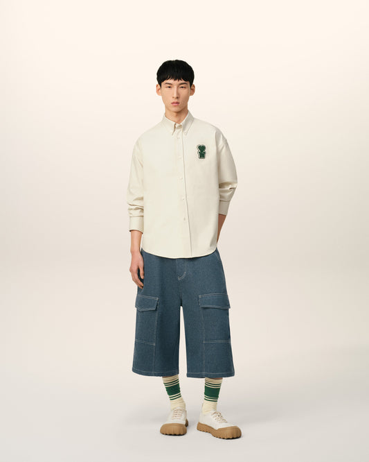 White Cotton Boxy Fit Shirt With Patch