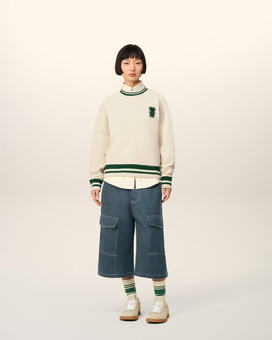 White Cotton Sweatshirt With Patch