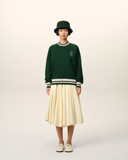 Green Cotton Sweatshirt With Patch