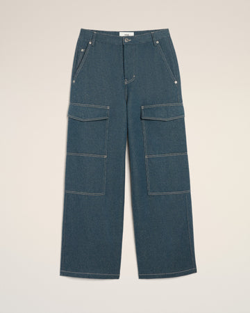 Blue Wool Worker Baggy Pants