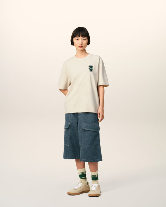 White Cotton Boxy Fit T-shirt With Patch