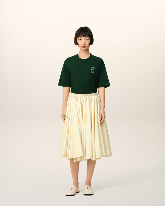 Green Cotton Boxy Fit T-shirt With Patch