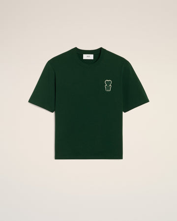 Green Cotton Boxy Fit T-shirt With Patch