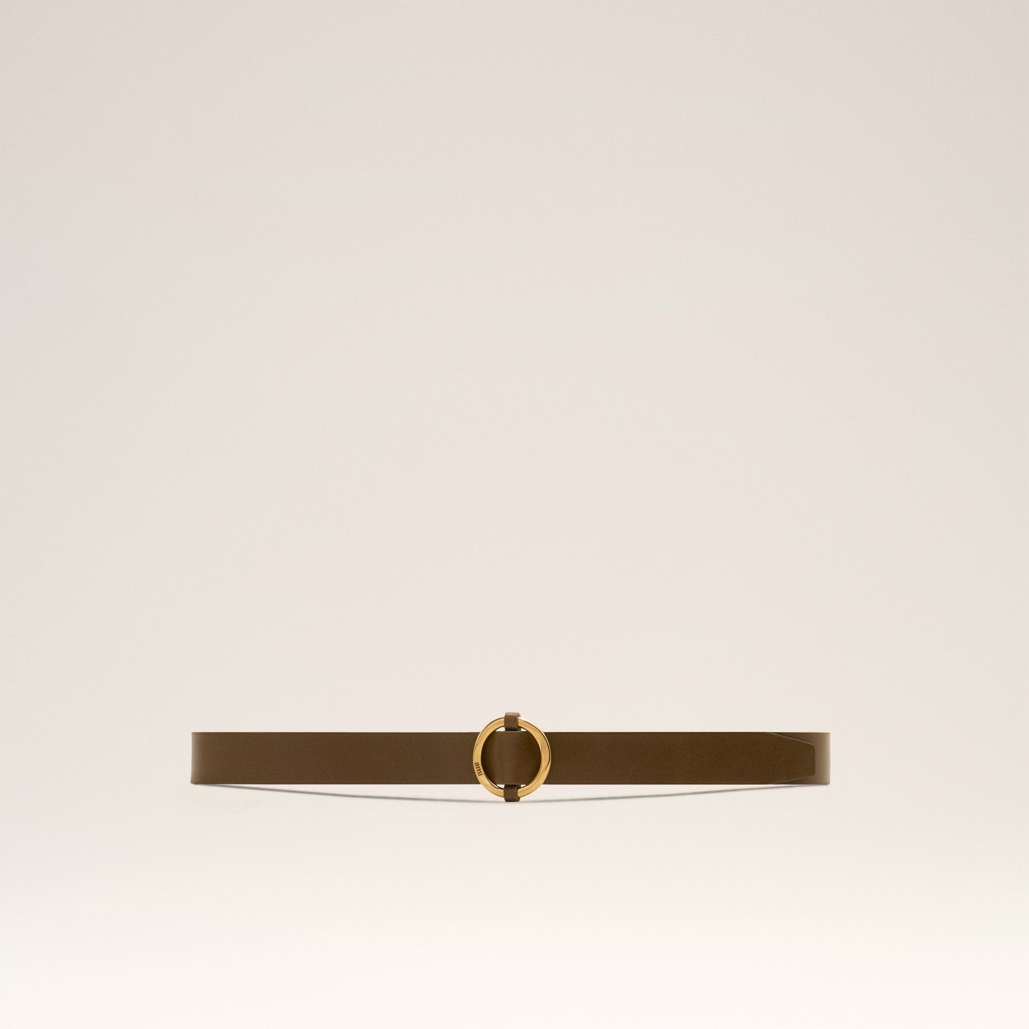 Brown Leather Ami Round Buckle Belt