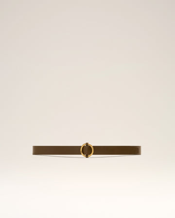 Brown Leather Ami Round Buckle Belt