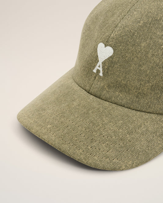 Green Cotton Ami de Coeur Embroidery Cap