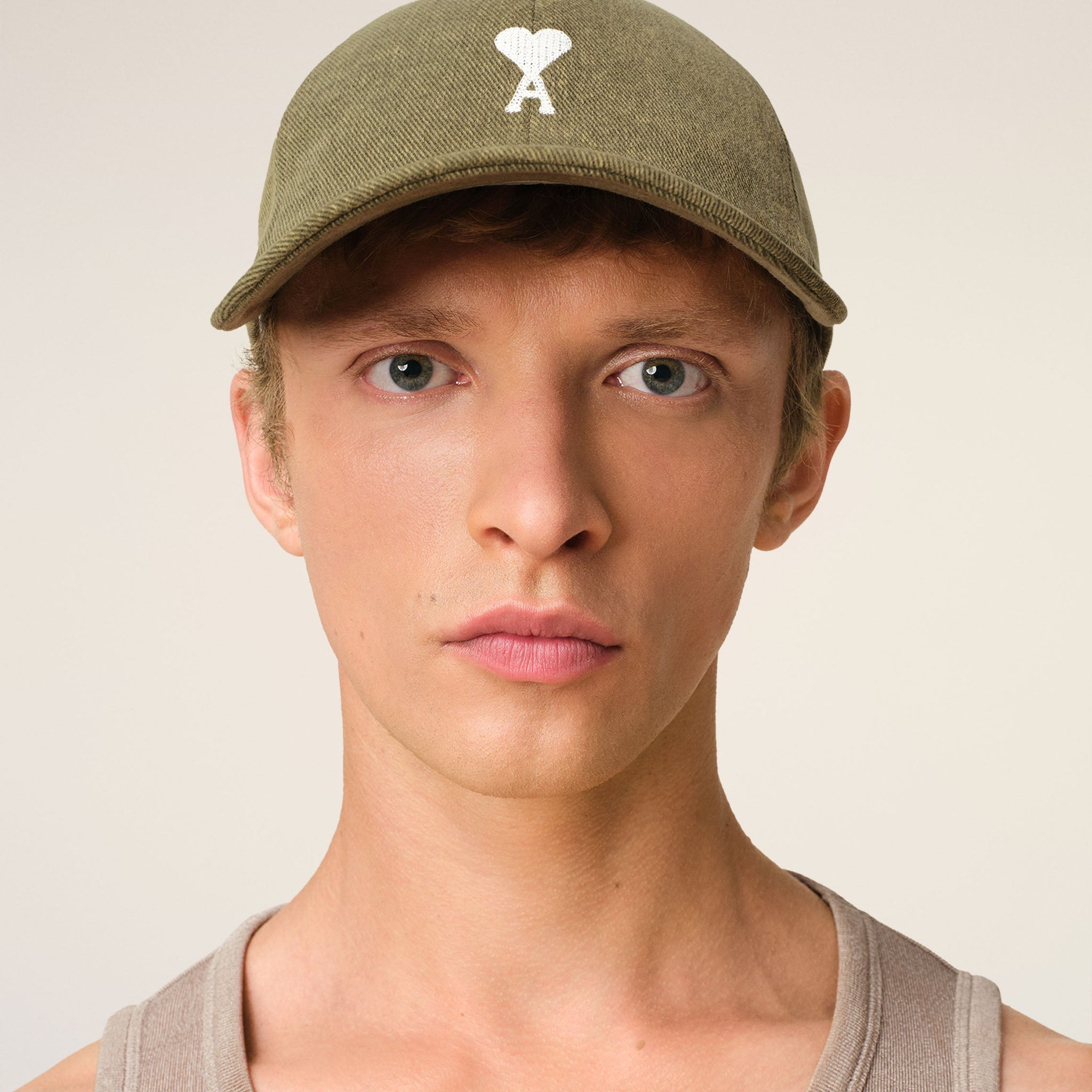 Green Cotton Ami de Coeur Embroidery Cap