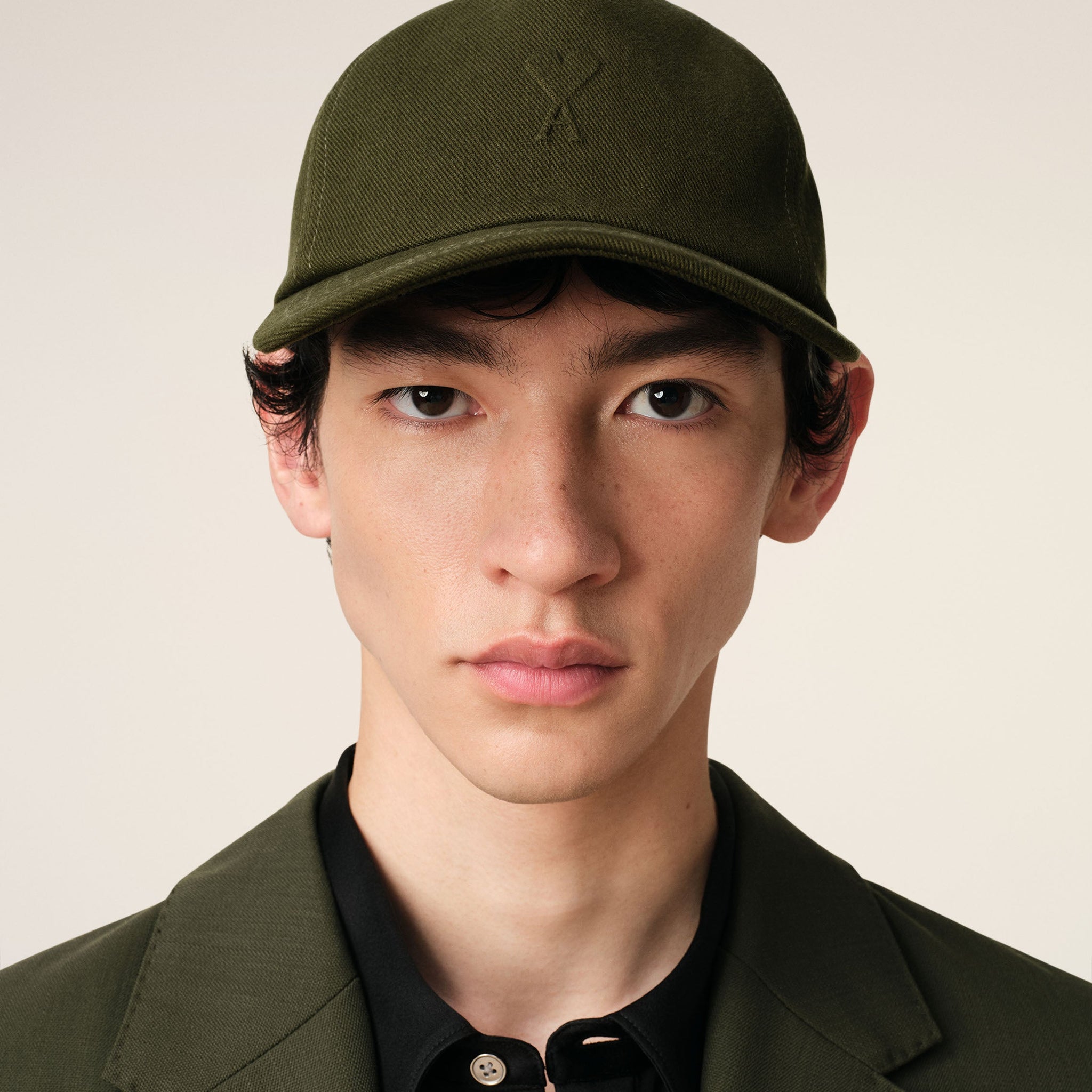 Green Cotton Embossed Ami de Coeur Cap