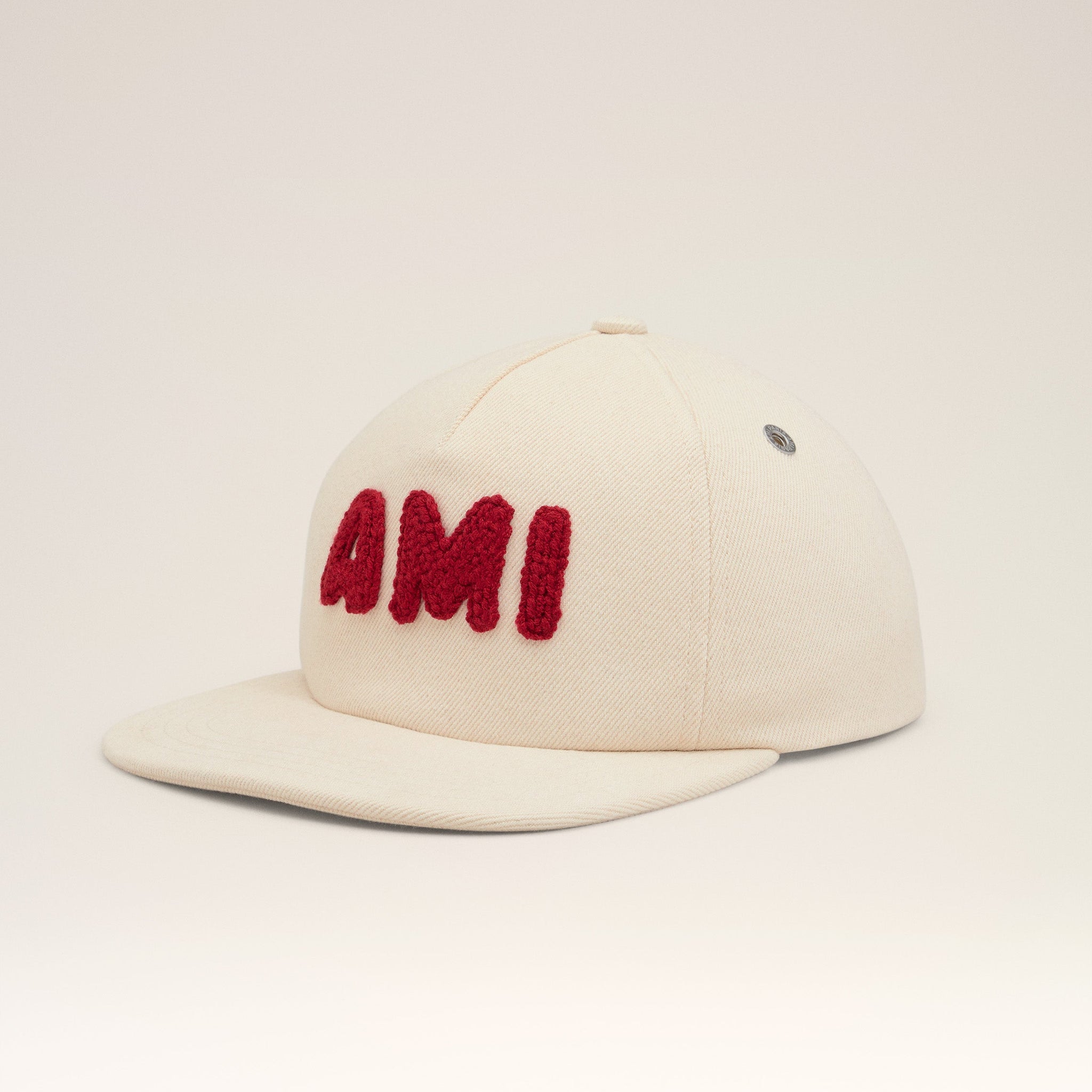Beige Cotton Ami Paris Patch Trucker Cap