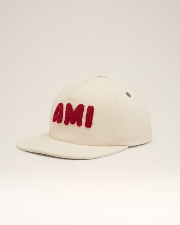 Beige Cotton Ami Paris Patch Trucker Cap