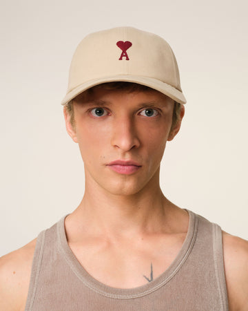Beige Cotton Ami de Coeur Embroidery Cap