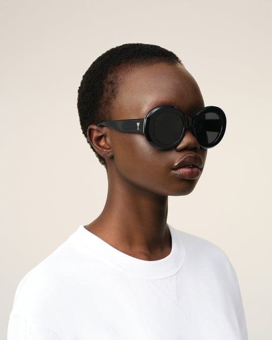 Black Acetate Rounded Ami de Coeur Sunglasses