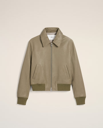 Green Leather Zipped Jacket