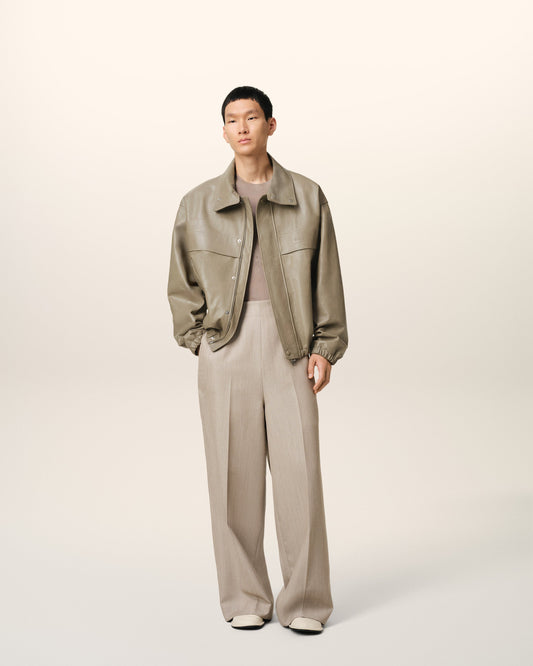 Green Leather Zipped Jacket