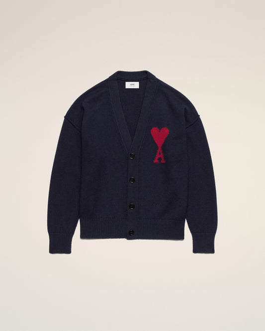 Blue Wool Red Ami de Coeur Cardigan