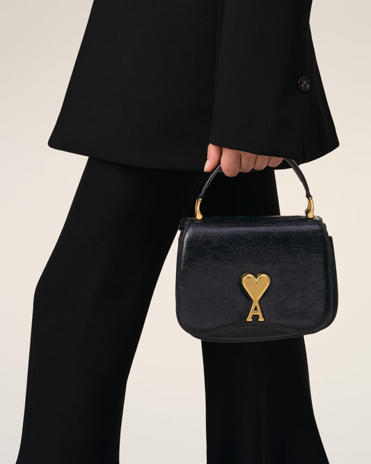 Black Leather Top Handle Paris Paris Bag