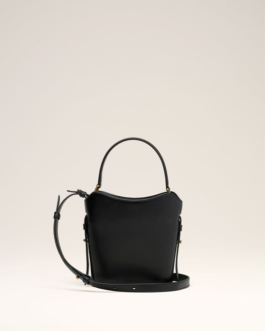 Black Leather Mini Paris Paris Bucket Bag