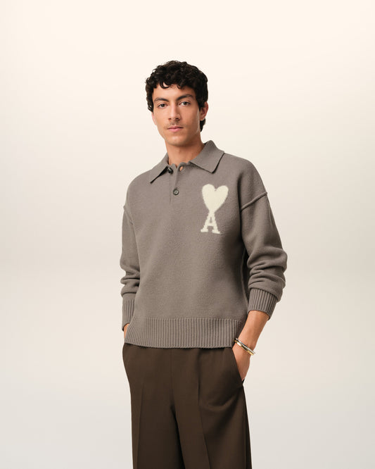 Taupe Wool Ami de Coeur Polo