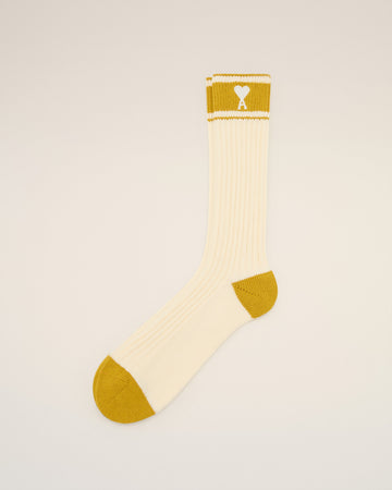 White Cotton Ami de Coeur Striped Socks