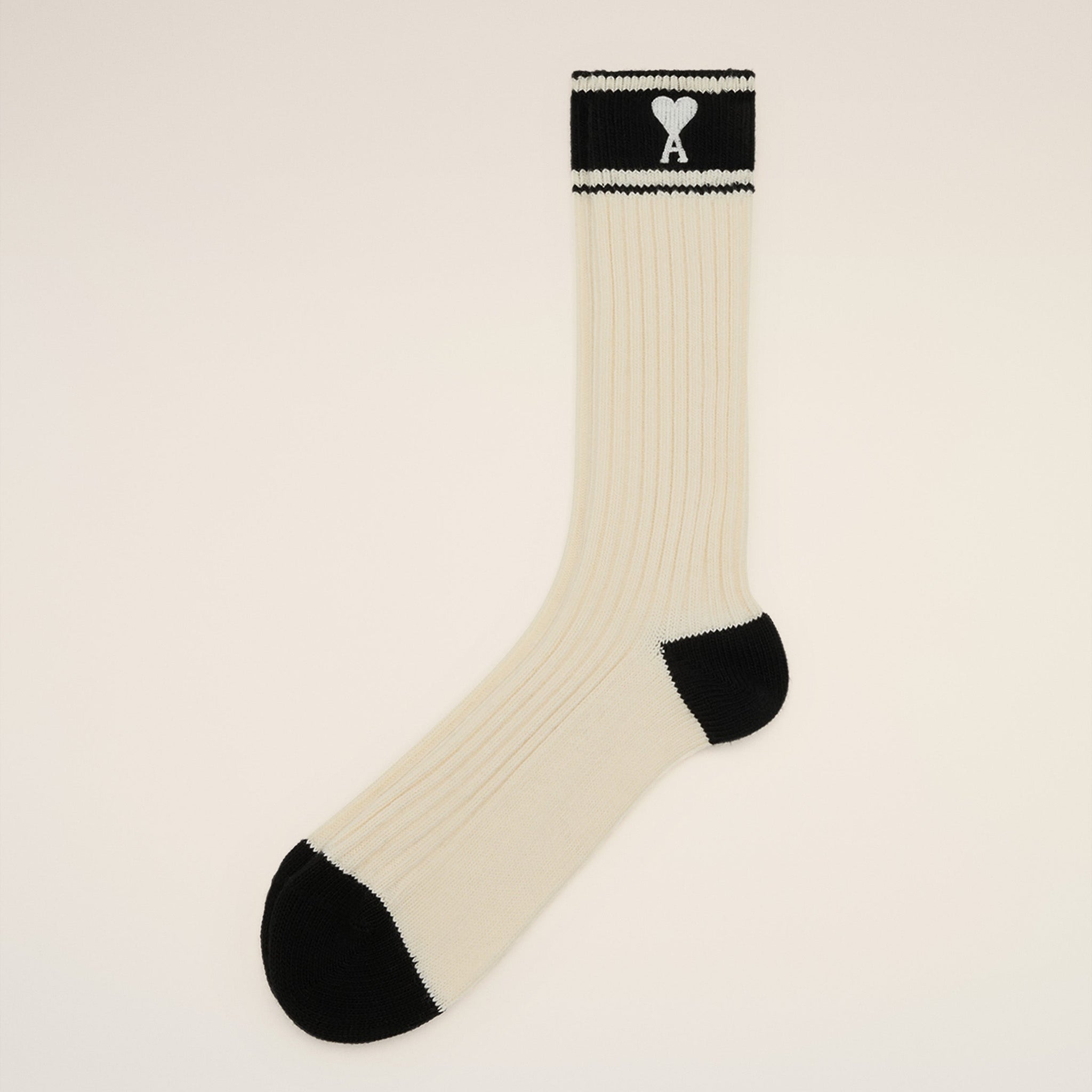 Beige Cotton Ami de Coeur Striped Socks