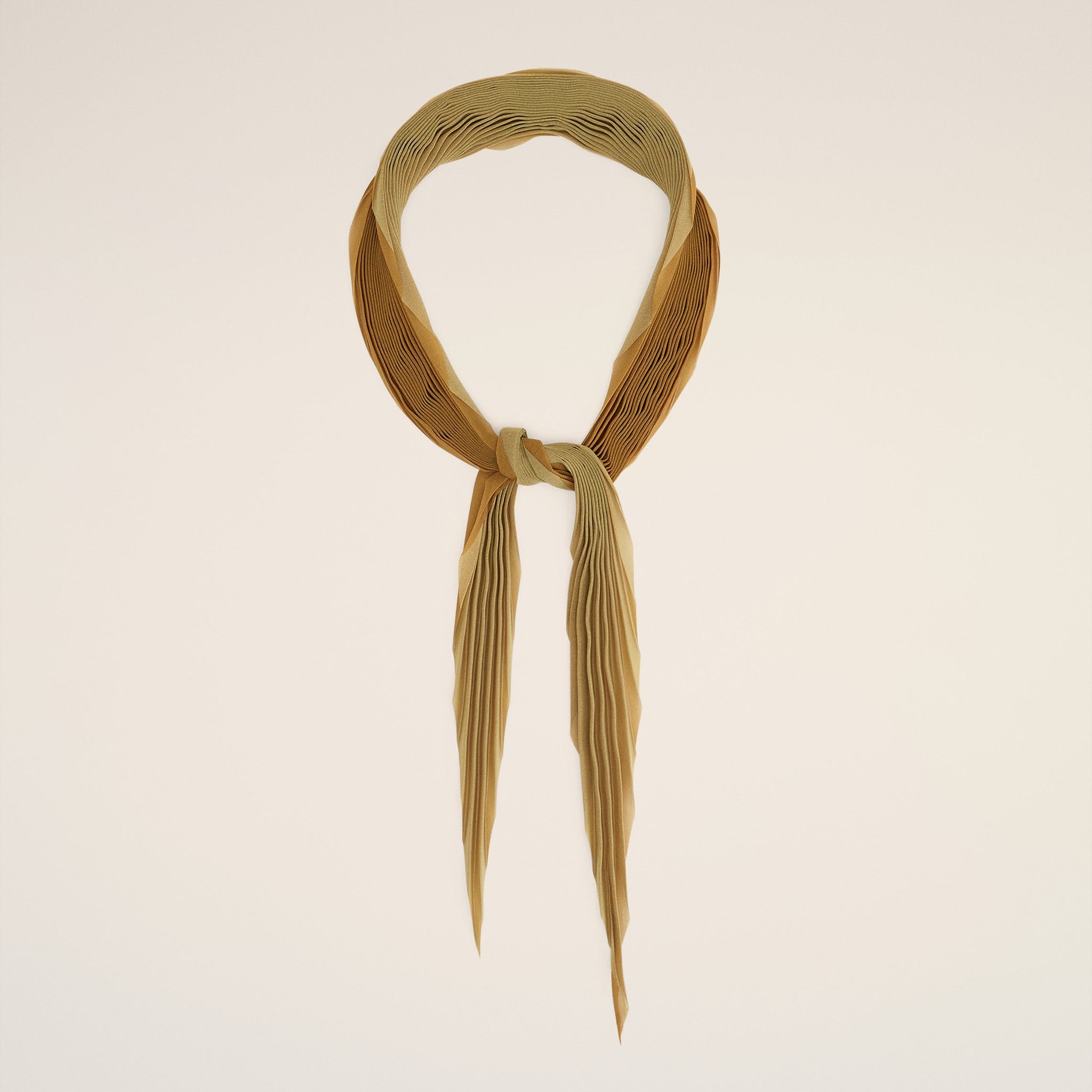 Mustard Pleated Diamond Shaped Scarf